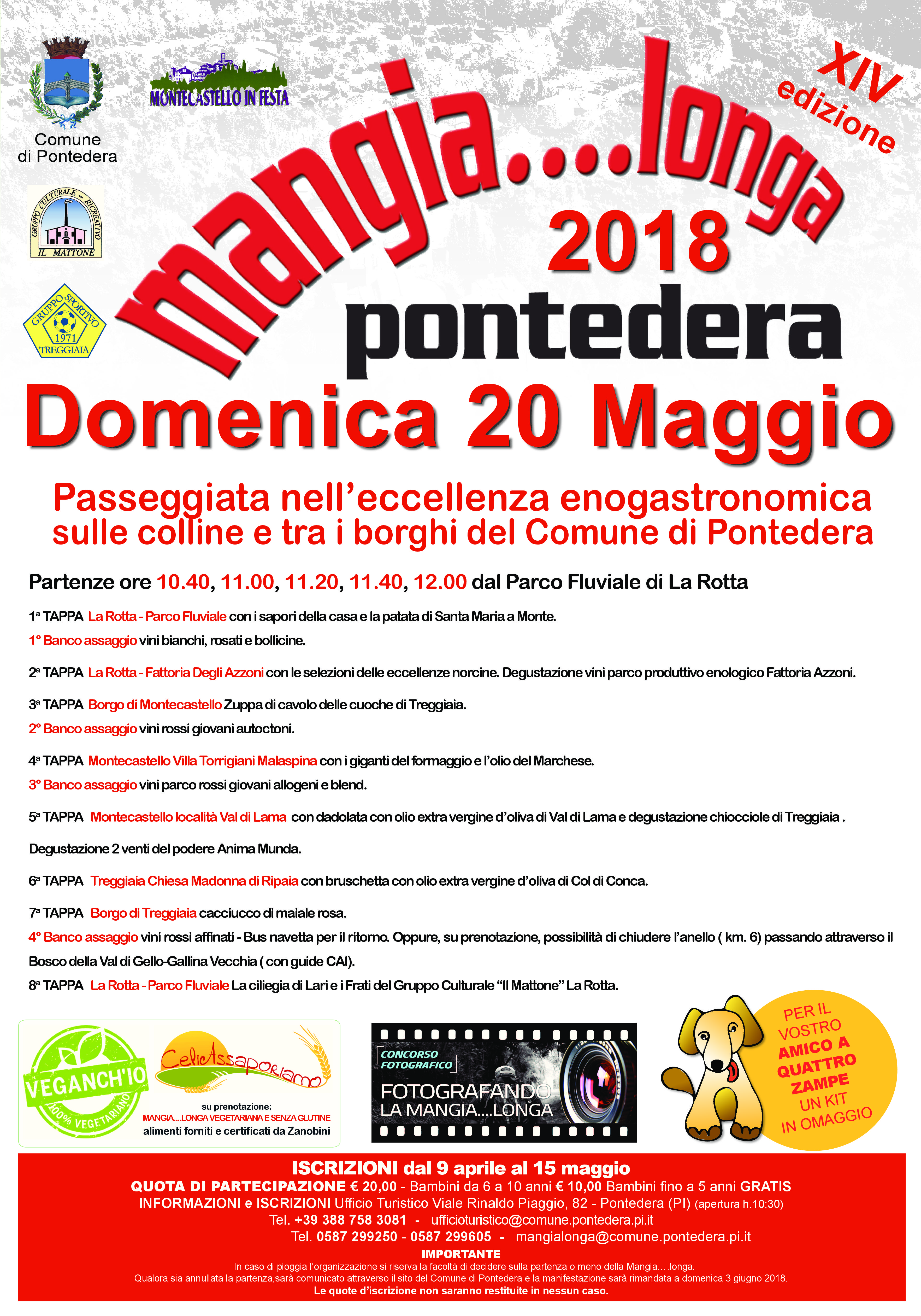 Spettacolare Mangialonga Pontedera 2018 il programma completo del 20 maggio affrettatevi a prenotare