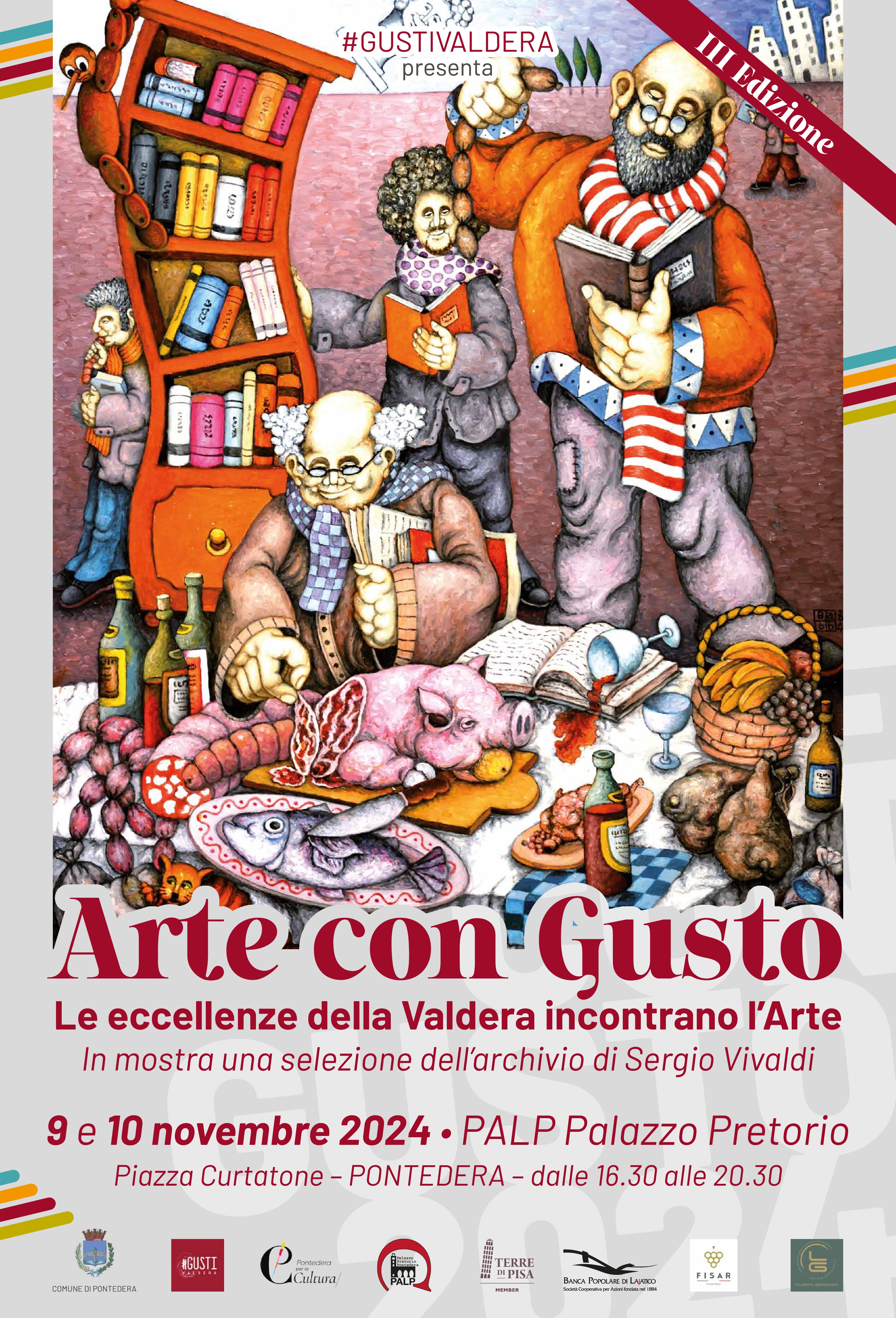 Arte con Gusto al Museo Palp di Pontedera sabato 9 e domenica 10 novembre ore 16,30-20,30. Tutto il meglio dell'enogastronomia locale. Ingresso gratuito